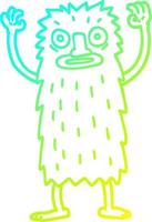 cold gradient line drawing cartoon bigfoot creature vector