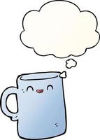 cartoon mug and thought bubble in smooth gradient style vector