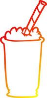 warm gradient line drawing milkshake vector