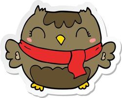 sticker of a cute cartoon owl vector