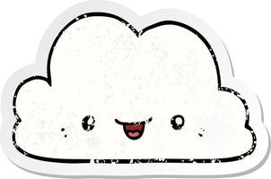 distressed sticker of a cute cartoon cloud vector