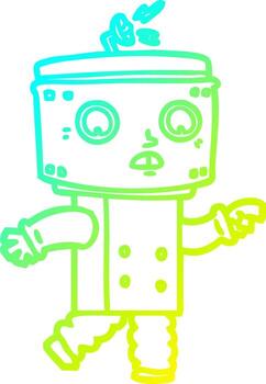 cold gradient line drawing cartoon robot pointing vector
