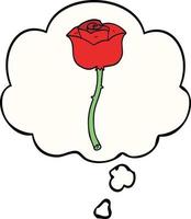 cartoon rose and thought bubble vector
