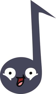 flat color retro cartoon musical note