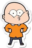 sticker of a cartoon bald man staring vector
