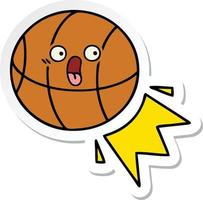 pegatina de un lindo baloncesto de dibujos animados vector