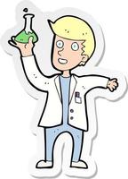 sticker of a cartoon happy scientist vector