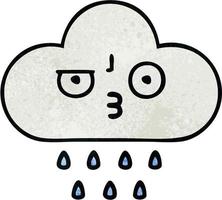 retro grunge texture cartoon rain cloud vector