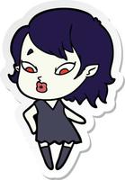 sticker of a cute cartoon vampire girl vector