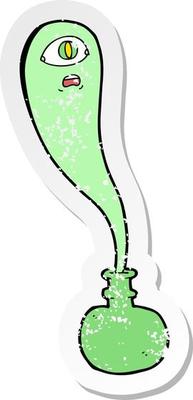 retro distressed sticker of a cartoon halloween ghost in bottle