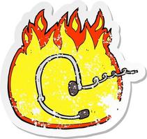 retro distressed sticker of a burning headset cartoon vector