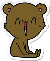 sticker of a happy bear cartoon vector