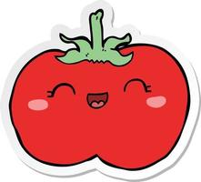 sticker of a cartoon tomato vector