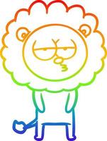 rainbow gradient line drawing cartoon tired lion vector