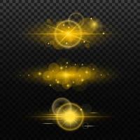 Sparkling Golden Lens Flare Line Elements vector