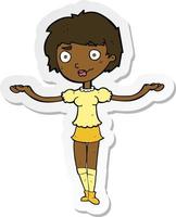 sticker of a cartoon woman spreading arms vector