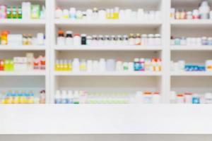 pharmacy store background with drugstore counter photo
