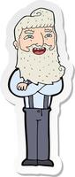 sticker of a cartoon happy man with beard vector