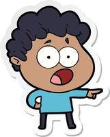 sticker of a cartoon man gasping in surprise vector