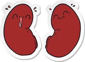 sticker of a cartoon happy kidneys vector