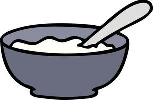 quirky hand drawn cartoon bowl of porridge vector