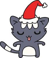 christmas cartoon of kawaii cat vector