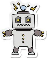 sticker of a quirky hand drawn cartoon robot vector