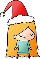 christmas gradient cartoon of kawaii girl vector