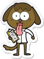 sticker of a cute cartoon dog wearing office shirt vector