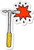 sticker of a cartoon pin hammer vector