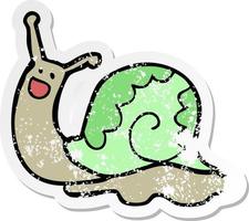 distressed sticker of a cute cartoon snail vector