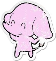 distressed sticker of a cute cartoon elephant vector