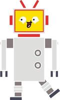 flat color retro cartoon robot vector