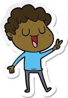 sticker of a laughing cartoon man vector