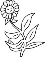 quirky line drawing cartoon daisy flower vector