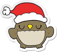 sticker of a cute christmas owl vector