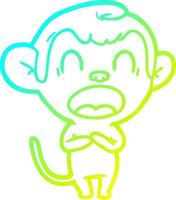 cold gradient line drawing yawning cartoon monkey vector