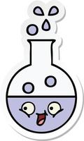 sticker of a cute cartoon test tube vector