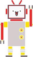 robot feliz de dibujos animados retro de color plano vector