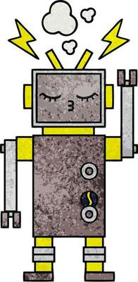 retro grunge texture cartoon robot