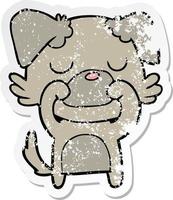 distressed sticker of a cartoon dog vector