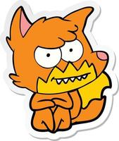 sticker of a cartoon grinning fox sitting vector