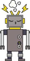 lindo robot de dibujos animados que funciona mal vector