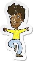 retro distressed sticker of a cartoon frightened man vector