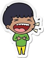 sticker of a cartoon laughing man vector