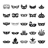 Carnival mask venetian icons set, simple style vector