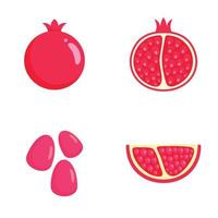 Pomegranate juice seeds icons set, flat style vector