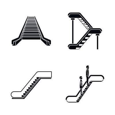 Escalator elevator icons set, simple style