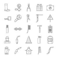 Welder equipment icons set, outline style vector