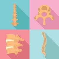 Spine orthopedic vertebra icons set, flat style vector